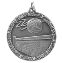 Antique Silver 1 3/4" Volleyball Shooting Star Medal