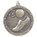 Antique Gold 2 1/2" Soccer Shooting Star Medal