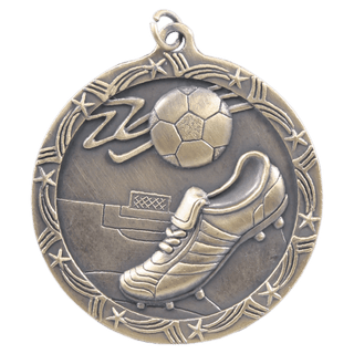 Antique Gold 2 1/2" Soccer Shooting Star Medal