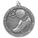 Antique Silver 2 1/2" Soccer Shooting Star Medal