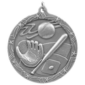 Antique Silver 2 1/2" Baseball/Softball Shooting Star Medal