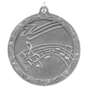 Antique Silver 2 1/2" Music Shooting Star Medal