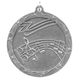 Antique Silver 2 1/2" Music Shooting Star Medal