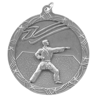 Antique Silver 2 1/2" Martial Arts Shooting Star Medal