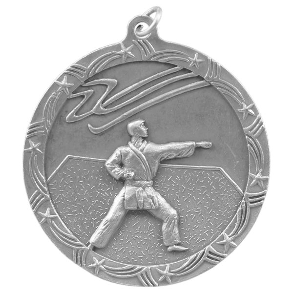 Antique Silver 2 1/2" Martial Arts Shooting Star Medal