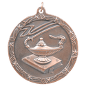 Antique Bronze 2 1/2" Lamp of Knowledge Shooting Star Medal