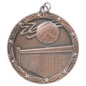 Antique Bronze 2 1/2" Volleyball Shooting Star Medal