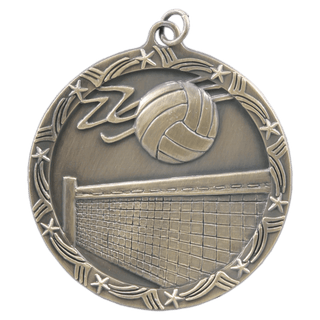 Antique Gold 2 1/2" Volleyball Shooting Star Medal