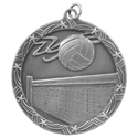 Antique Silver 2 1/2" Volleyball Shooting Star Medal