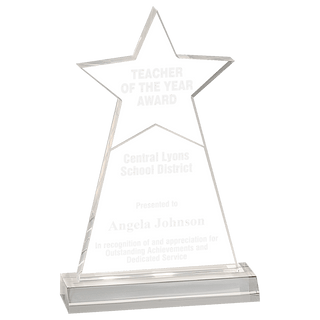4 3/4" x 8" Clear Star Obelisk Acrylic with 5 3/4" inch Base