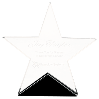 5 3/4" x 5 1/2" Clear Glass Star on Black Base