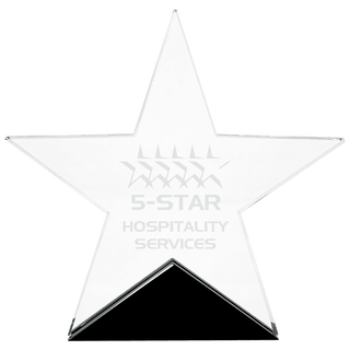 6 3/4" x 6 1/2" Clear Glass Star on Black Base