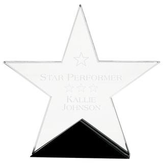 7 3/4" x 7 1/2" Clear Glass Star on Black Base