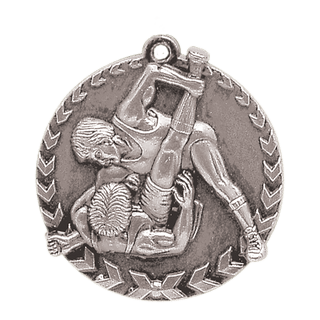Antique Silver 1 3/4" Wrestling Millennium Medal