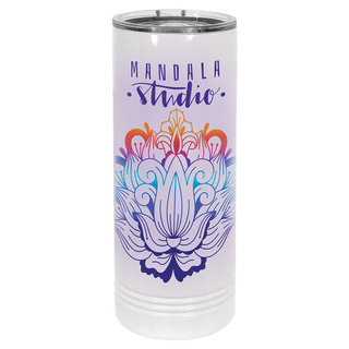 White Polar Camel 22 oz. Sublimatable Skinny Tumbler with Slider Lid