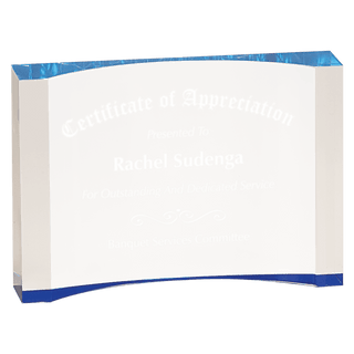 Blue 5" x 3 1/2" 1" Thick Acrylic Crescent