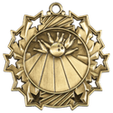 Antique Gold 2 1/4" Bowling Ten Star Medal