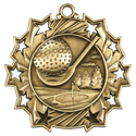 Antique Gold 2 1/4" Golf Ten Star Medal