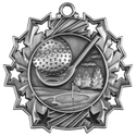 Antique Silver 2 1/4" Golf Ten Star Medal