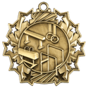 Antique Gold 2 1/4" Gymnastics Ten Star Medal