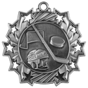 Antique Silver 2 1/4" Hockey Ten Star Medal