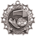 Antique Silver 2 1/4" Soccer Ten Star Medal