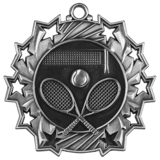 Antique Silver 2 1/4" Tennis Ten Star Medal