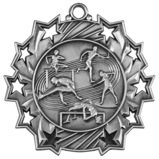 Antique Silver 2 1/4" Track & Field Ten Star Medal