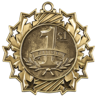 2 1/4" Antique Gold 1st Place Ten Star Medal
