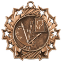 Antique Bronze 2 1/4" Art Ten Star Medal