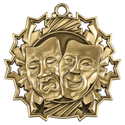 Antique Gold 2 1/4" Drama Ten Star Medal
