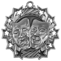 Antique Silver 2 1/4" Drama Ten Star Medal