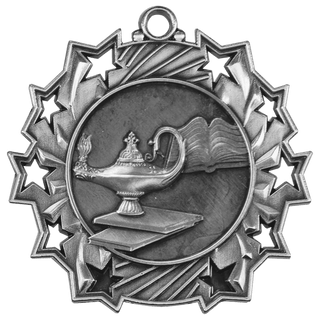Antique Silver 2 1/4" Graduate Ten Star Medal