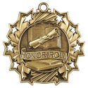 Antique Gold 2 1/4" Honor Roll Ten Star Medal