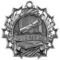 Antique Silver 2 1/4" Honor Roll Ten Star Medal