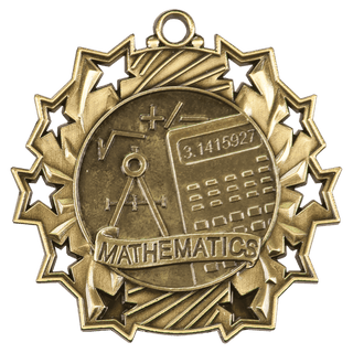 Antique Gold 2 1/4" Math Ten Star Medal