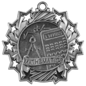 Antique Silver 2 1/4" Math Ten Star Medal