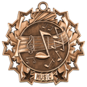 Antique Bronze 2 1/4" Music Ten Star Medal