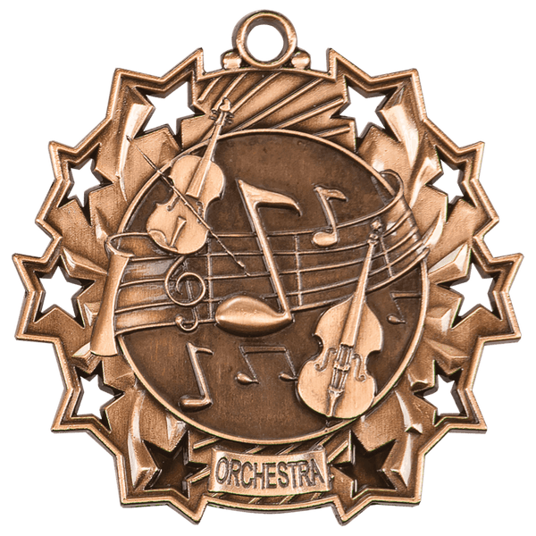 Antique Bronze 2 1/4" Orchestra Ten Star Medal