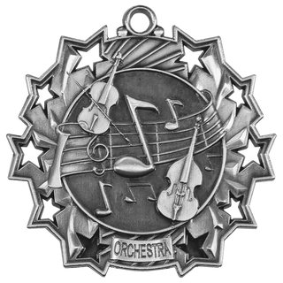 Antique Silver 2 1/4" Orchestra Ten Star Medal