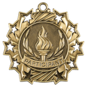 Antique Gold 2 1/4" Participant Ten Star Medal