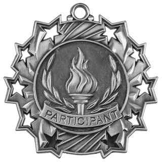 Antique Silver 2 1/4" Participant Ten Star Medal
