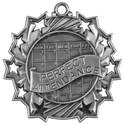 Antique Silver 2 1/4" Perfect Attendance Ten Star Medal