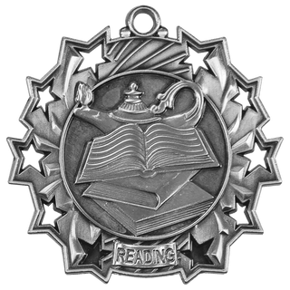 Antique Silver 2 1/4" Reading Ten Star Medal