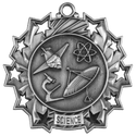 Antique Silver 2 1/4" Science Ten Star Medal