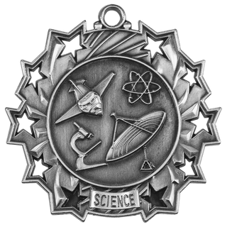 Antique Silver 2 1/4" Science Ten Star Medal