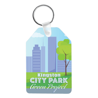 1.75" x 2.4" Semi- Gloss White Unisub Aluminum Rectangle Sublimatable Keychain