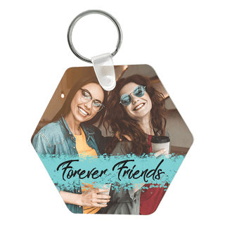 2.56" x 2.25" Semi- Gloss White Unisub Aluminum Sublimatable Hexagon Keychain