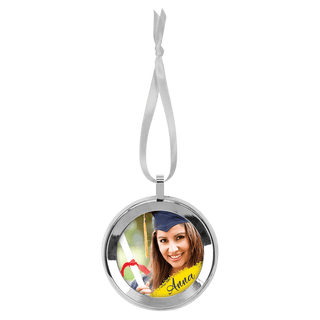 3" Diameter Silver Metal Ornament with White Ribbon