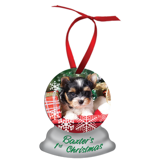 3.75" x 3" 2 Sided Gloss White Aluminum Snow Globe Ornament